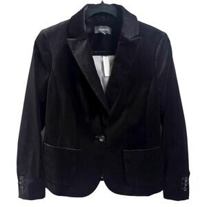 Talbots NWT Womens Sz 2 Black Velvet Dressy Blazer Jacket Single Button